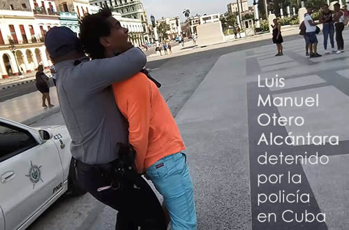 Luis Manuel Otero Alcántara detenido por la policía en Cuba